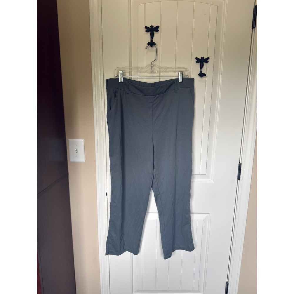 32 Degrees Cool Womens Charcoal Gray Pull On Straight Leg Stretch Pants Large